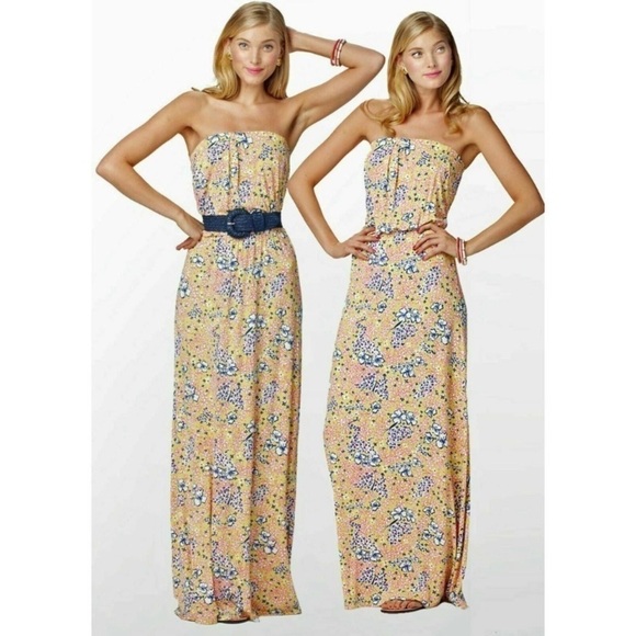 Lilly Pulitzer Marlisa‎ Maxi Dress Small Yellow Starfruit Little Lady size XS - Picture 2 of 12